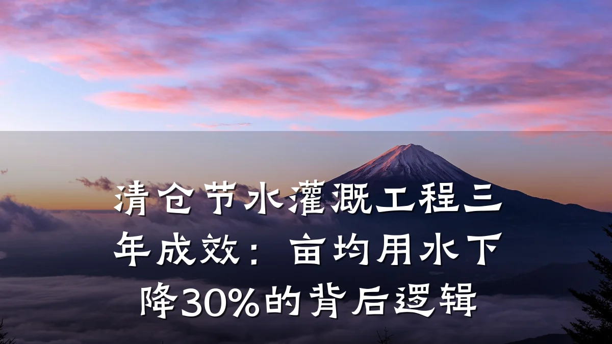 清仓节水灌溉工程三年成效：亩均用水下降30%的背后逻辑